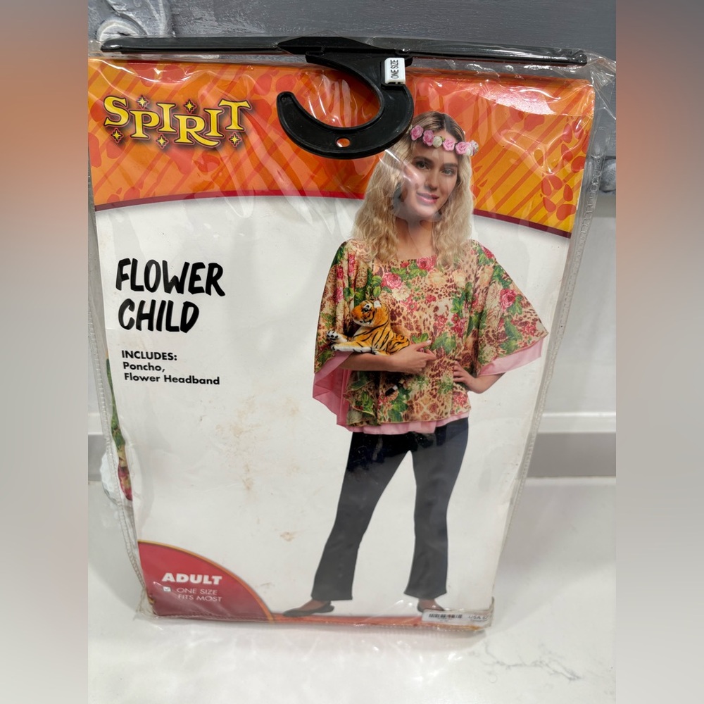 New Spirit Halloween Adult Flower Child Costume Size One Size Fits Most